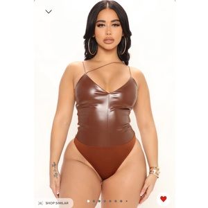 Make it sexy faux leather body suit- Fashion Nova
